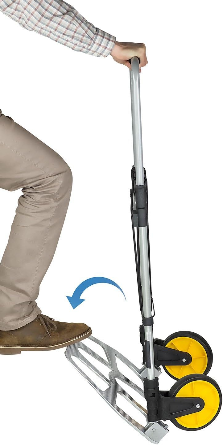 image:imageMountIt Folding Hand Truck and Personal Dolly Aluminum Trolley Heavy Duty 264 Lb Capacity Cart Dolly Cart with Wheels of Durable Rubber Soft Grip Telescoping Handle for Indoor Outdoor Foldable264 Lb Capacity