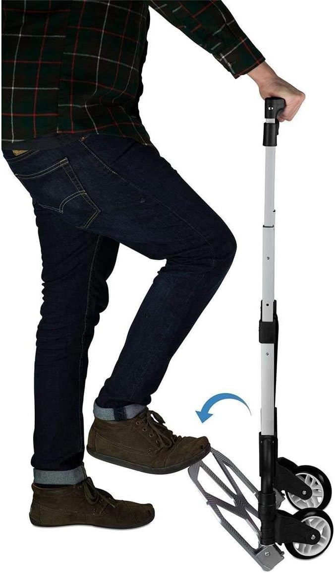 image:imageMountIt Folding Hand Truck and Personal Dolly Aluminum Trolley Heavy Duty 264 Lb Capacity Cart Dolly Cart with Wheels of Durable Rubber Soft Grip Telescoping Handle for Indoor Outdoor Foldable165 Lb Capacity