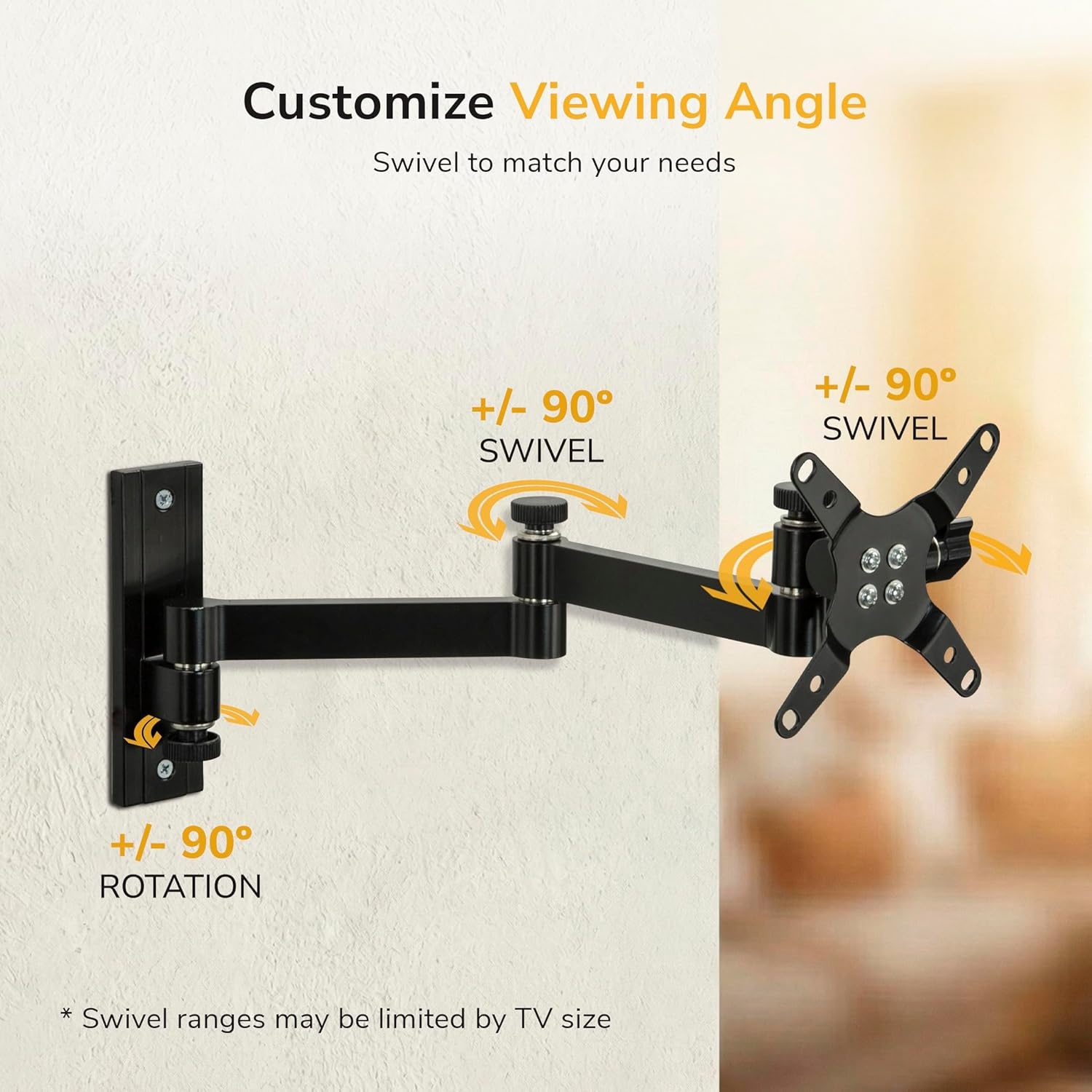 image:imageMountIt Full Motion Computer Monitor Wall Mount Adjustable Arm for Home Office Gaming Workstations Fits 1932 Screens VESA 75x75 amp 100x100 Tilt Swivel Rotate 33 lb Single Stud Install