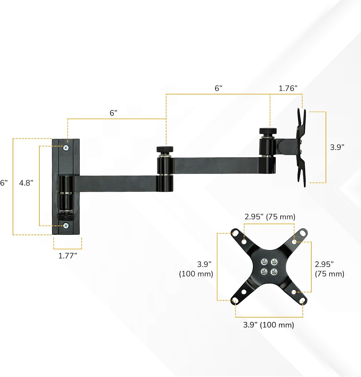 image:imageMountIt Full Motion Computer Monitor Wall Mount Adjustable Arm for Home Office Gaming Workstations Fits 1932 Screens VESA 75x75 amp 100x100 Tilt Swivel Rotate 33 lb Single Stud Install