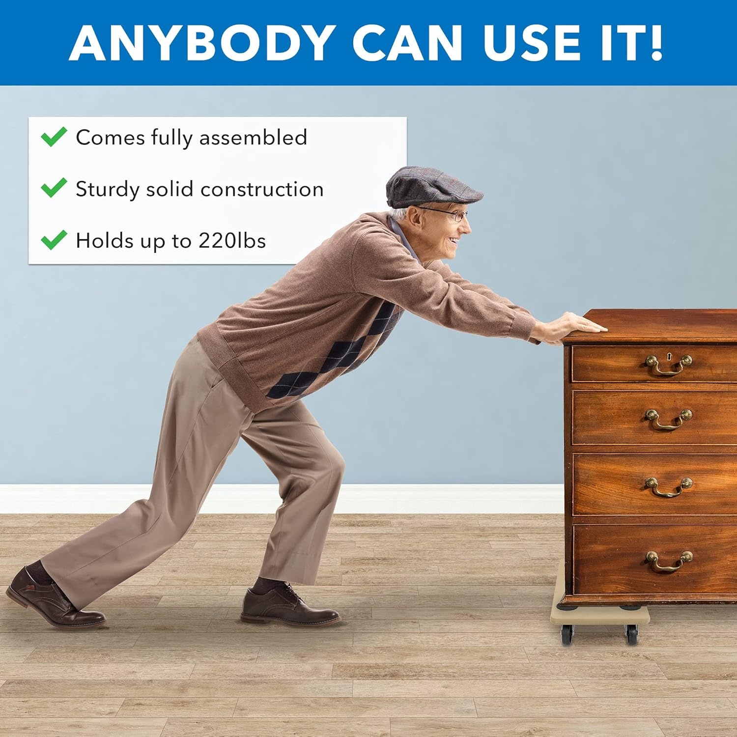 image:imageMountIt Furniture Dolly for Easy Moving 220 lbs Capacity Ideal for Pianos Couches Fridges Smooth Gliding on Carpet amp Hardwood No Assembly Needed 2 Pack1 unit