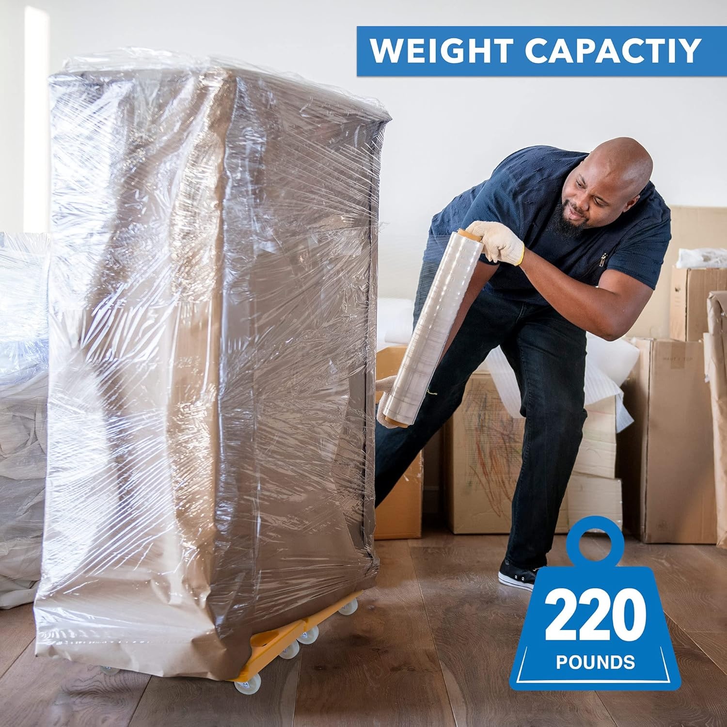 image:imageMountIt Furniture Dolly with Wheels 220 Lbs Capacity Portable Connectable Small Flat Platform Dolly for Moving Pianos Couches Boxes and Appliances FloorFriendly Rolling Cart1 Unit