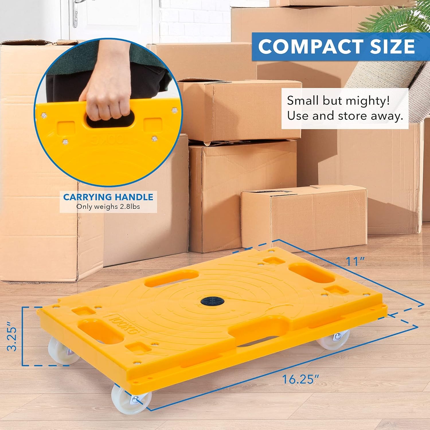 image:imageMountIt Furniture Dolly with Wheels 220 Lbs Capacity Portable Connectable Small Flat Platform Dolly for Moving Pianos Couches Boxes and Appliances FloorFriendly Rolling Cart1 Unit