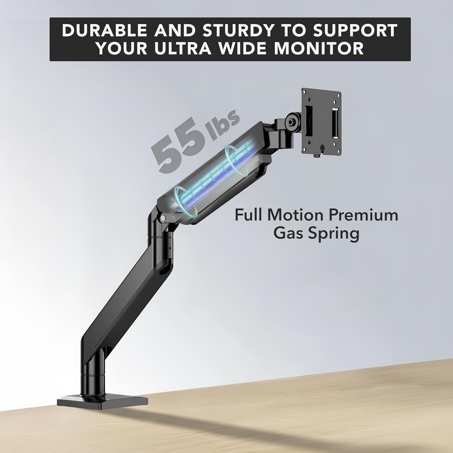 image:imageMountIt Heavy Duty Monitor Arm for 49 57 amp Ultrawide Monitors Full Motion Gas Spring Holds 55 lbs Tilt Swivel amp Rotate VESA 75 amp 100 Clamp amp Grommet Base Fits Samsung Odyssey G9
