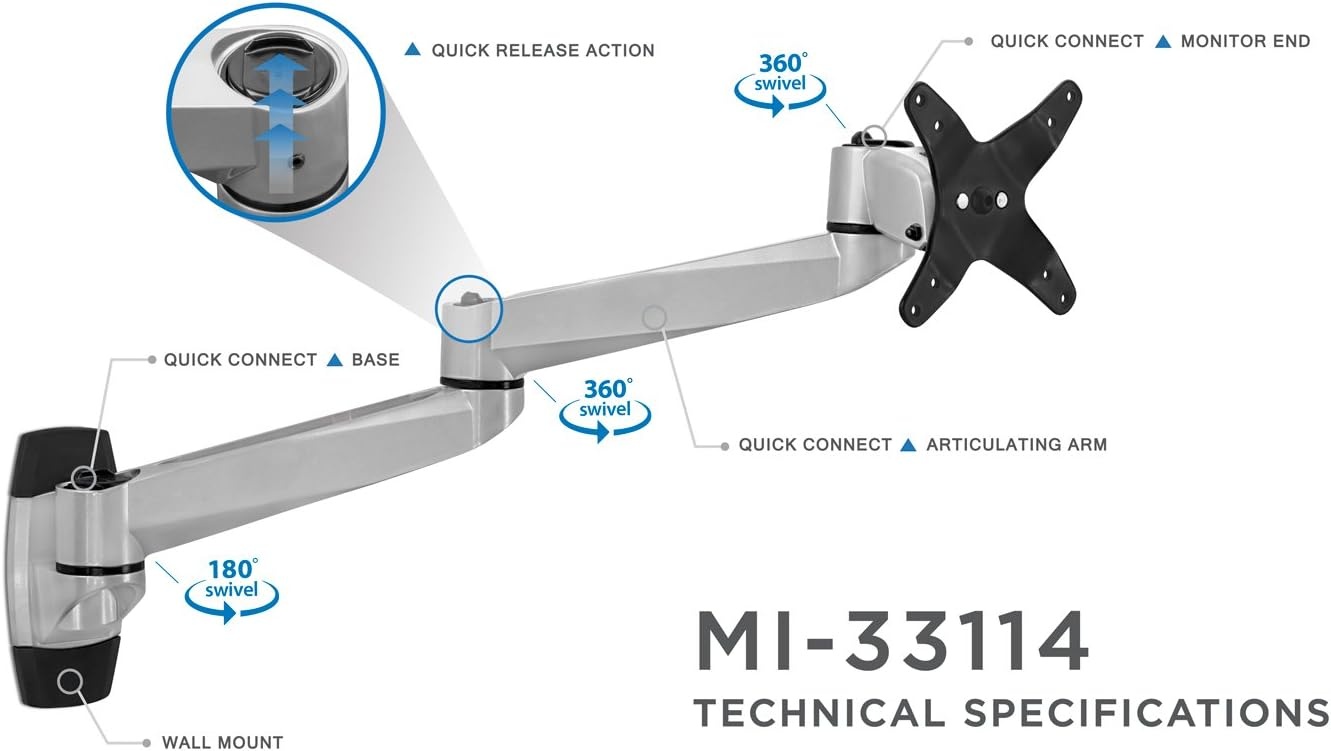 image:imageMountIt MI33114 Articulating Full Motion Monitor Wall Mount