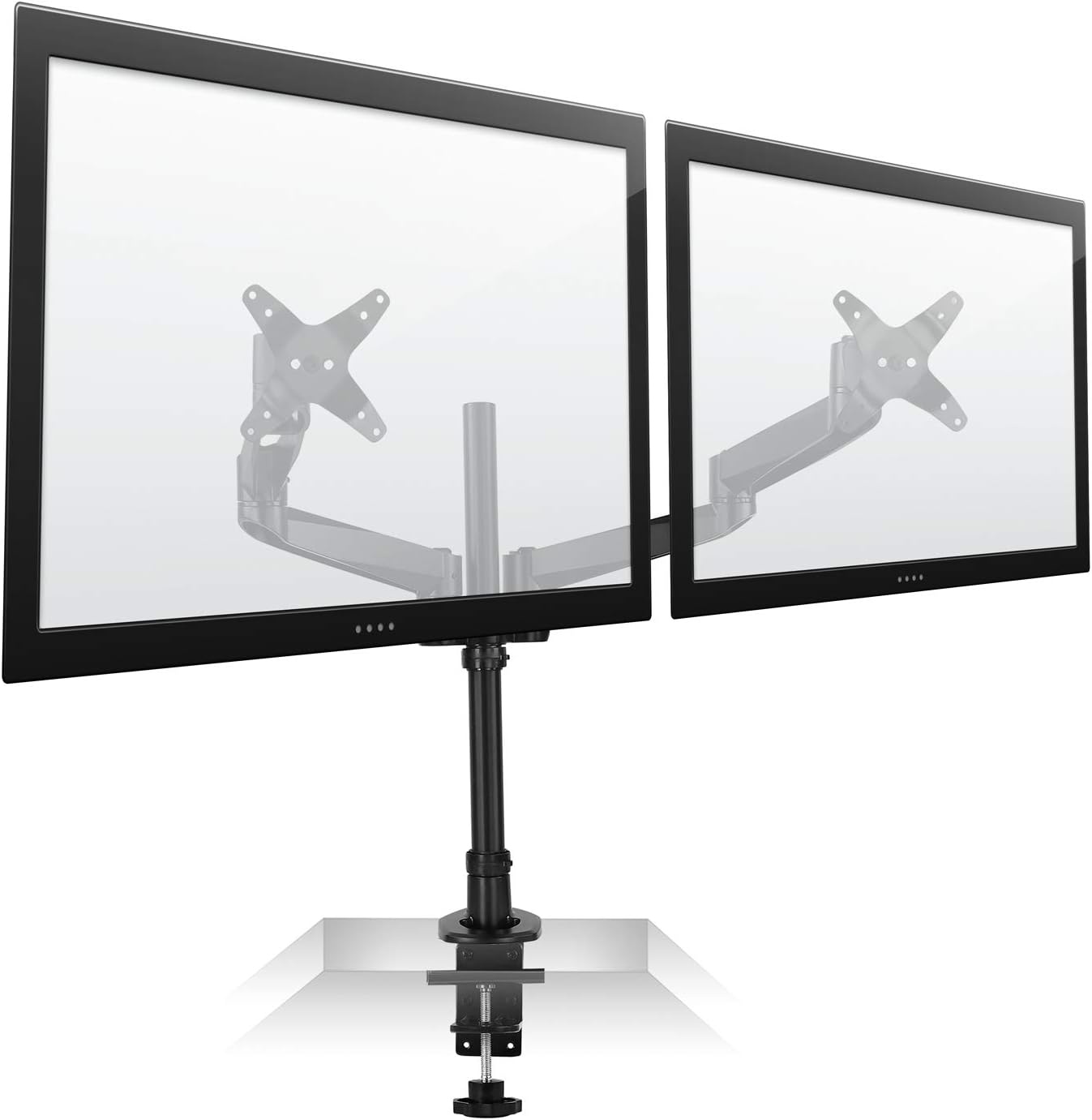 image:imageMountIt Premium Modular Dual Monitor Desk Mount Arms Tilt Swivel VESA Wall Mount Fits 13 15 17 19 215 24 27 Inch Computer Screens with 75 100 VESA Patterns CClamp and Grommet Bases Black