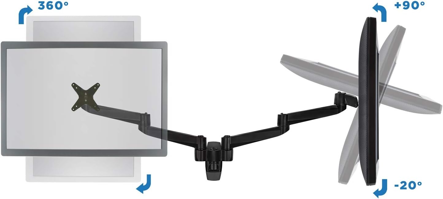 image:imageMountIt Premium Modular Dual Monitor Wall Mount Arms Tilt Swivel VESA Wall Mount Fits 13 15 17 19 215 24 27 Inch Computer Screens with 75 100 VESA Patterns Black