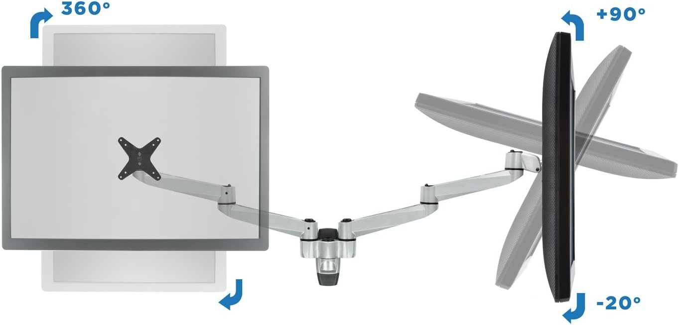 image:imageMountIt Premium Modular Dual Monitor Wall Mount Arms Tilt Swivel VESA Wall Mount Fits 13 15 17 19 215 24 27 Inch Computer Screens with 75 100 VESA Patterns Silver
