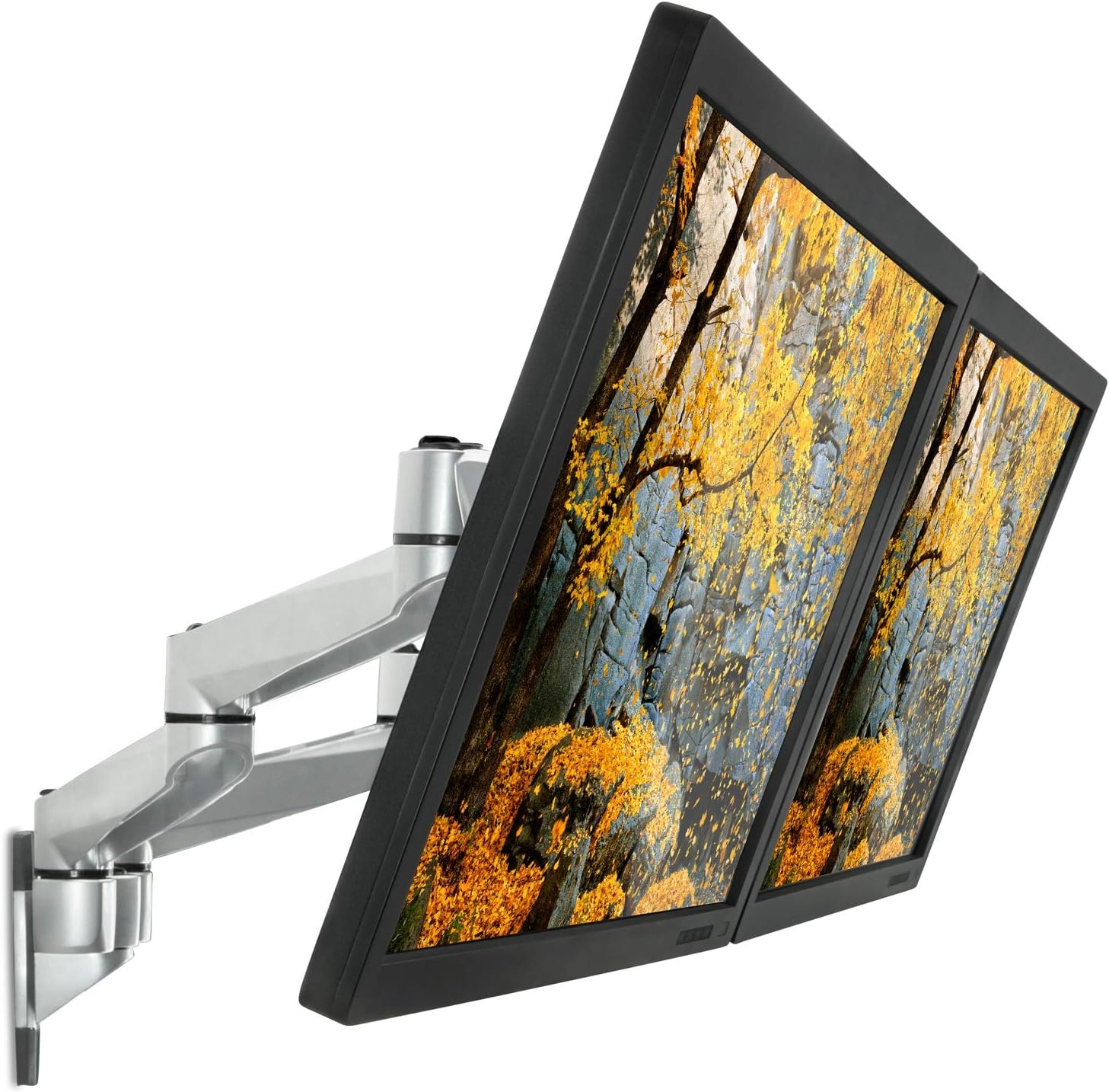 image:imageMountIt Premium Modular Dual Monitor Wall Mount Arms Tilt Swivel VESA Wall Mount Fits 13 15 17 19 215 24 27 Inch Computer Screens with 75 100 VESA Patterns Silver