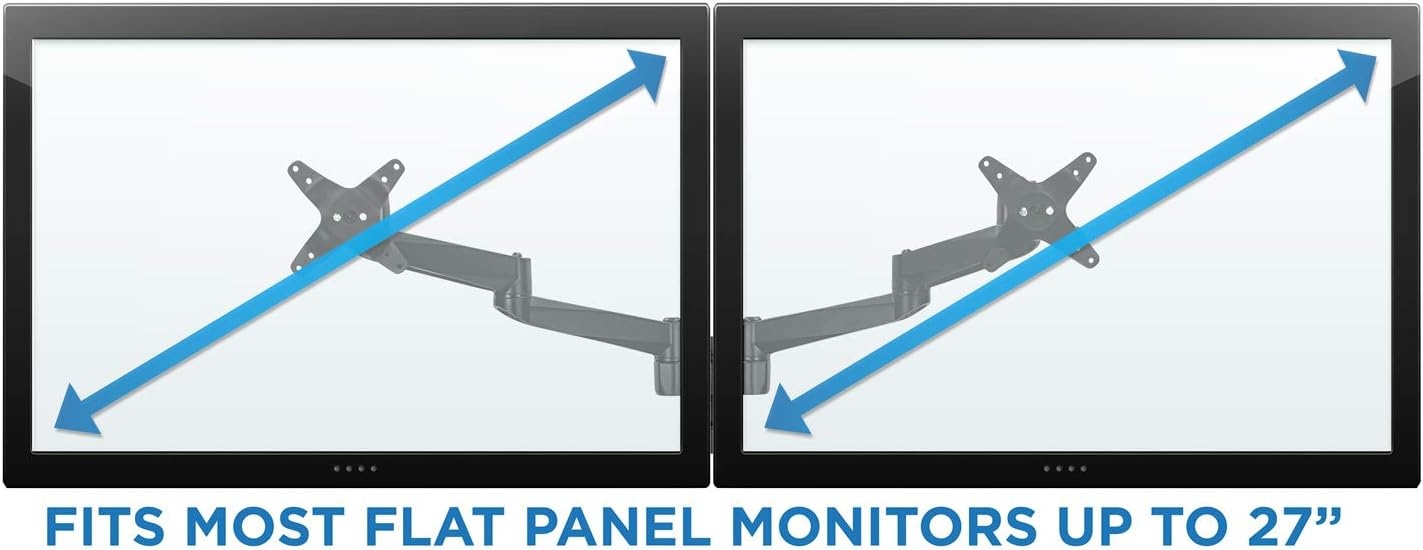 image:imageMountIt Premium Modular Dual Monitor Wall Mount Arms Tilt Swivel VESA Wall Mount Fits 13 15 17 19 215 24 27 Inch Computer Screens with 75 100 VESA Patterns Black