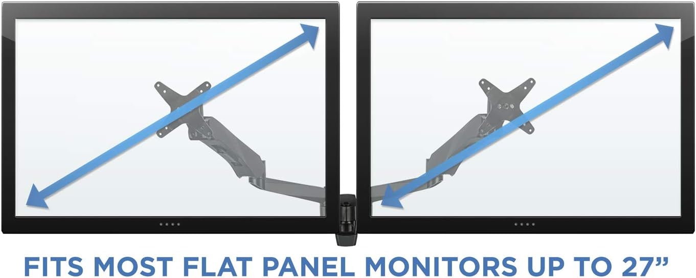 image:imageMountIt Premium Modular Dual Monitor Wall Mount Arms VESA Wall Mount Full Motion Gas Spring Arm Fits 17 19 215 24 27 32 Inch Computer Screens with 75 100 VESA Patterns Black