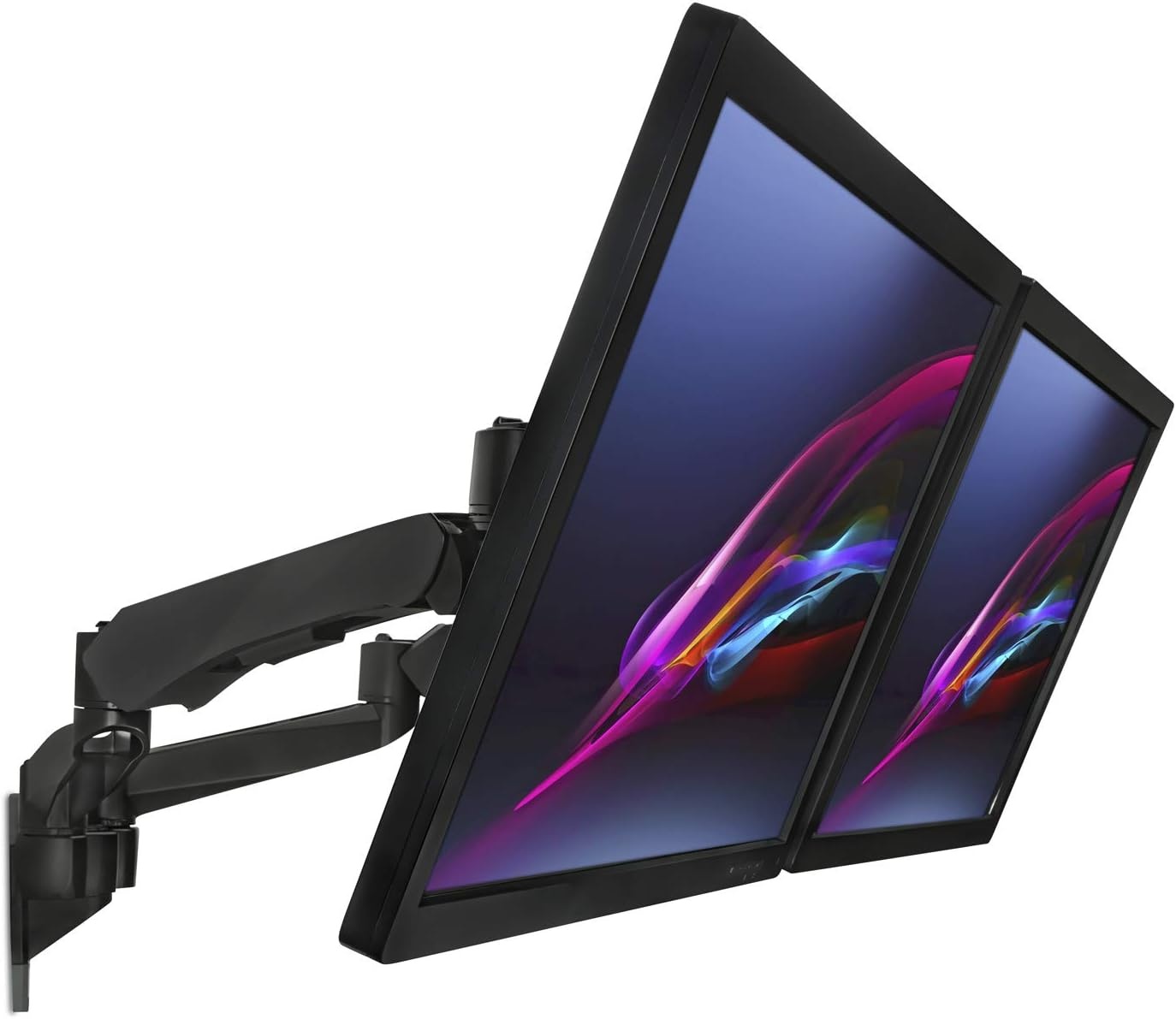 image:imageMountIt Premium Modular Dual Monitor Wall Mount Arms VESA Wall Mount Full Motion Gas Spring Arm Fits 17 19 215 24 27 32 Inch Computer Screens with 75 100 VESA Patterns Black