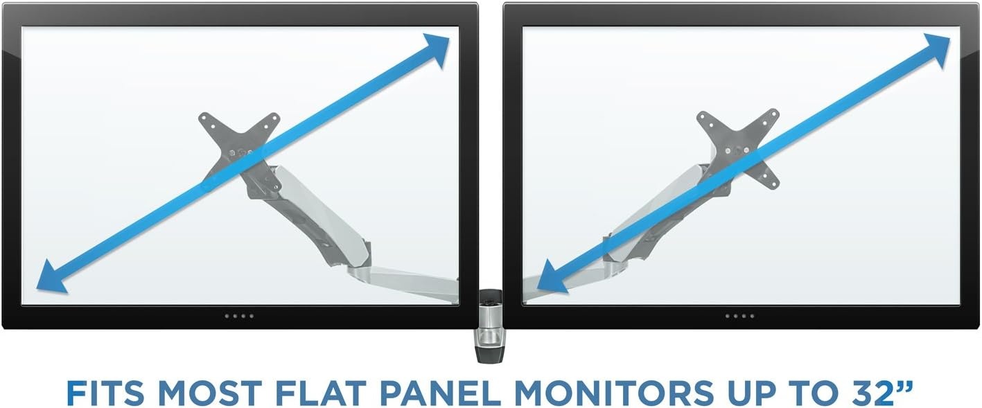 image:imageMountIt Premium Modular Dual Monitor Wall Mount Arms VESA Wall Mount Full Motion Gas Spring Arm Fits 17 19 215 24 27 32 Inch Computer Screens with 75 100 VESA Patterns 198 Pound Capacity