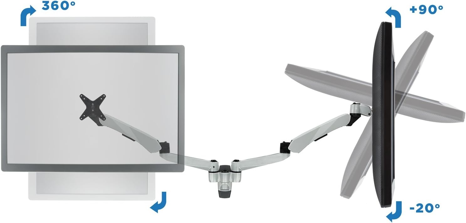 image:imageMountIt Premium Modular Dual Monitor Wall Mount Arms VESA Wall Mount Full Motion Gas Spring Arm Fits 17 19 215 24 27 32 Inch Computer Screens with 75 100 VESA Patterns 198 Pound Capacity