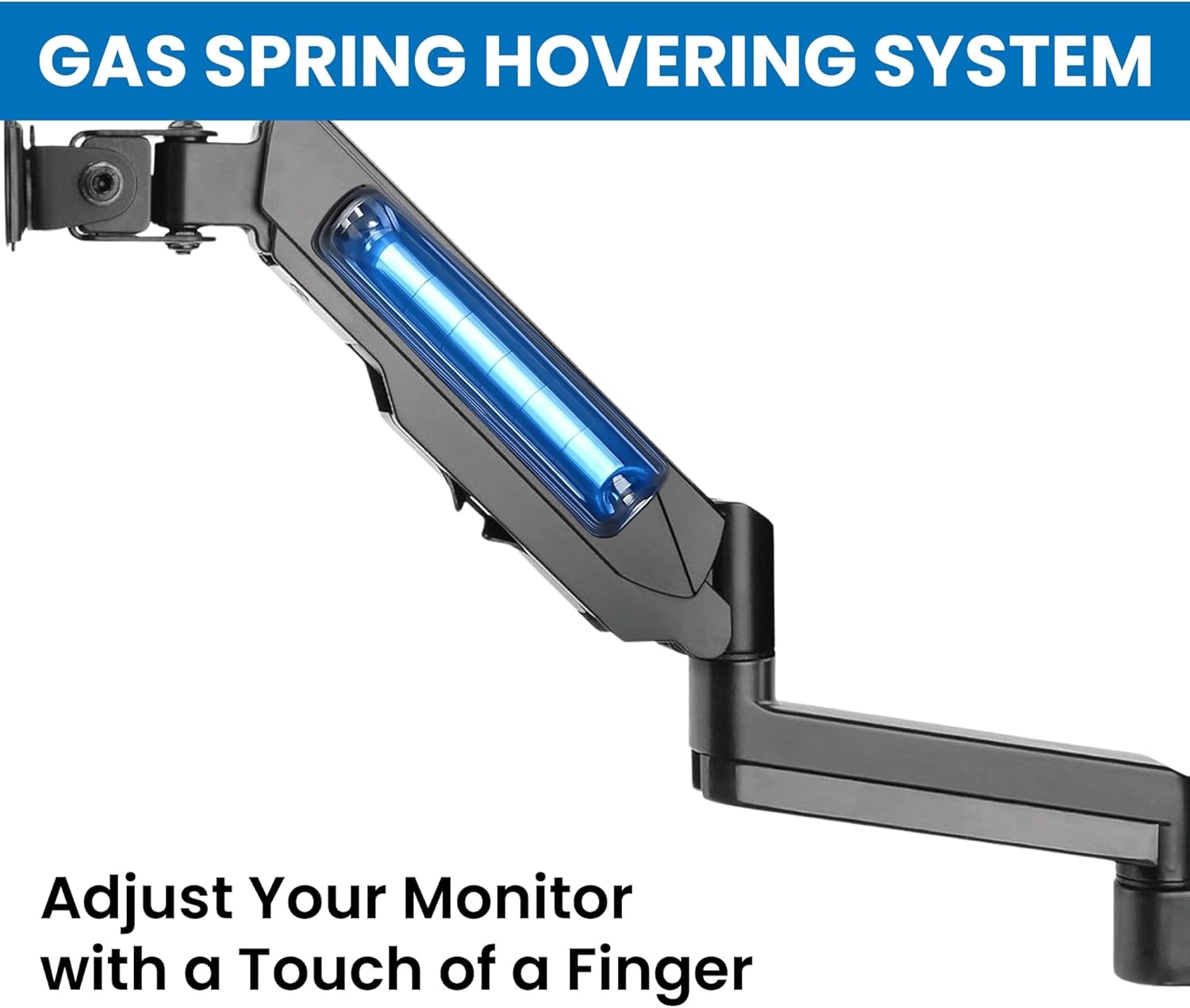 image:imageMountIt Single Computer Monitor Wall Mount Gas Spring Arm Full Motion Height Adjustable for 1732 Inch Screens Tilt Swivel Rotate VESA 75x75 100x100 176 Lbs Alloy Steel amp Aluminum Black