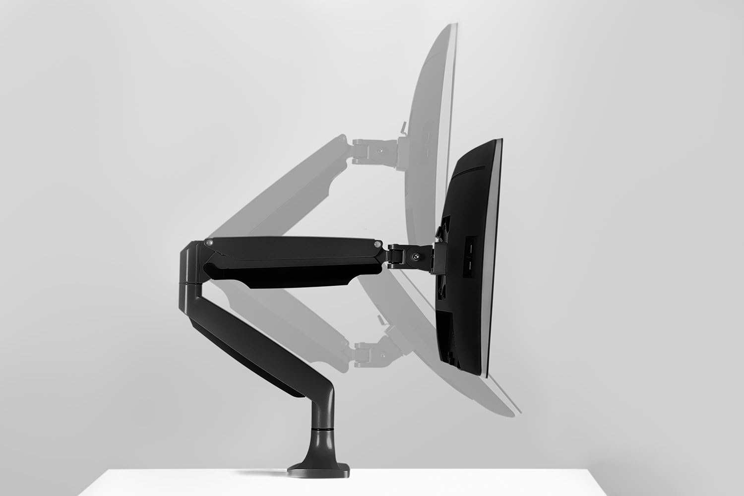 image:imageMountIt Single Monitor Arm Desk Mount with Gas Spring Height Adjustable Monitor Stand for 1332 Inch Screens up to 20 lbs VESA 75x75 amp 100x100 CClamp amp Grommet SitStand Desk CompatibleBlack