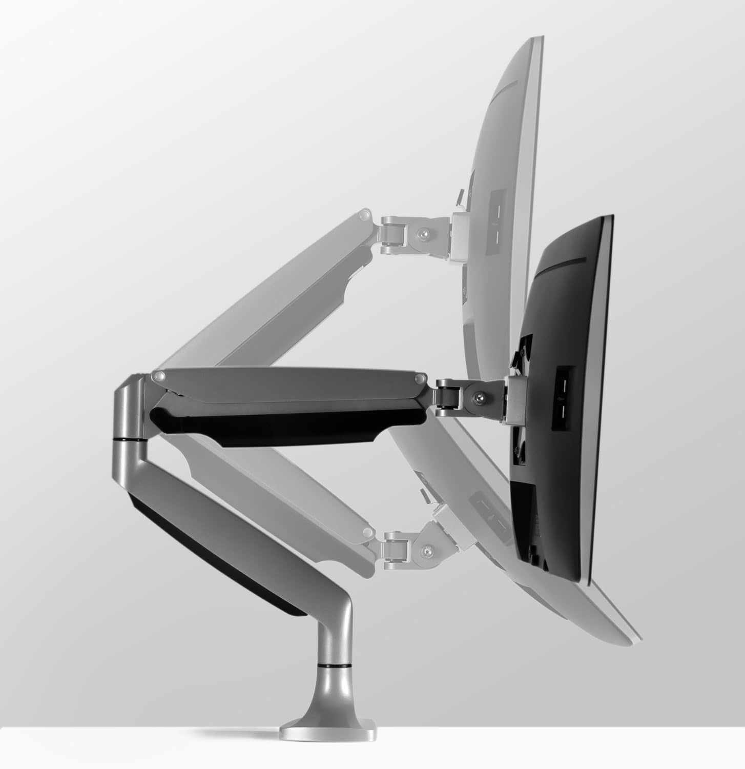 image:imageMountIt Single Monitor Arm Desk Mount with Gas Spring Height Adjustable Monitor Stand for 1332 Inch Screens up to 20 lbs VESA 75x75 amp 100x100 CClamp amp Grommet SitStand Desk CompatibleSilver