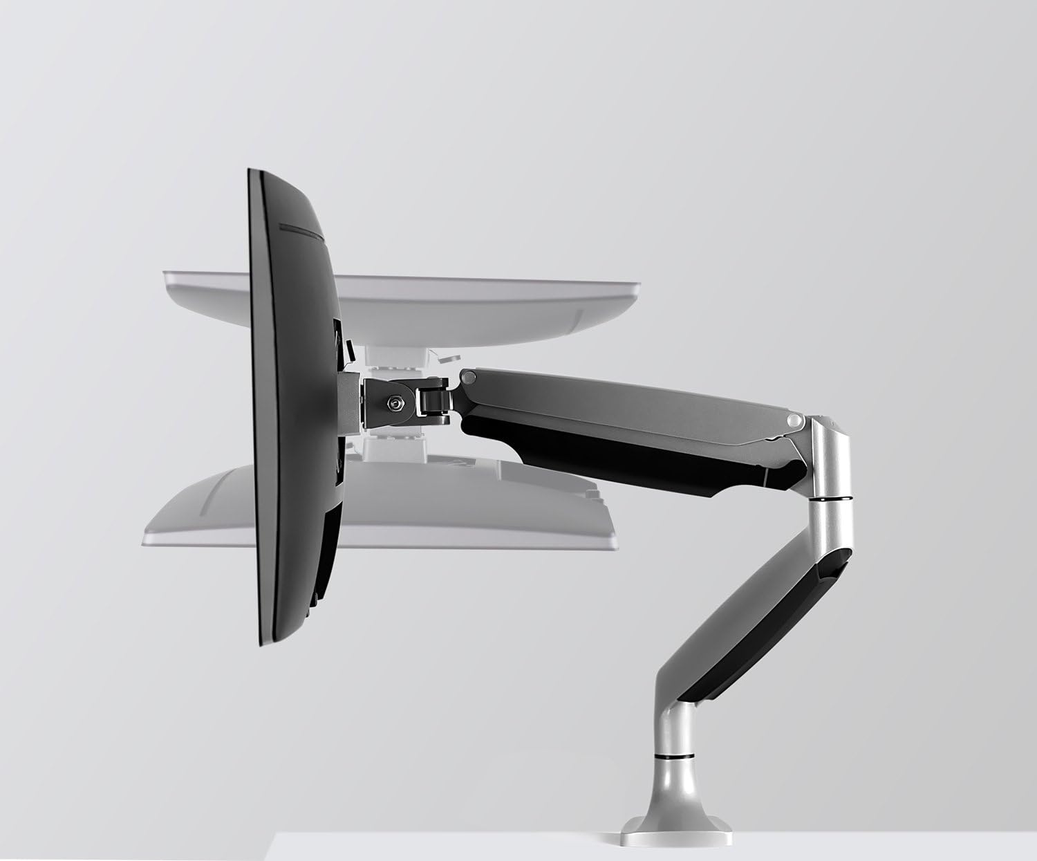 image:imageMountIt Single Monitor Arm Desk Mount with Gas Spring Height Adjustable Monitor Stand for 1332 Inch Screens up to 20 lbs VESA 75x75 amp 100x100 CClamp amp Grommet SitStand Desk CompatibleSilver