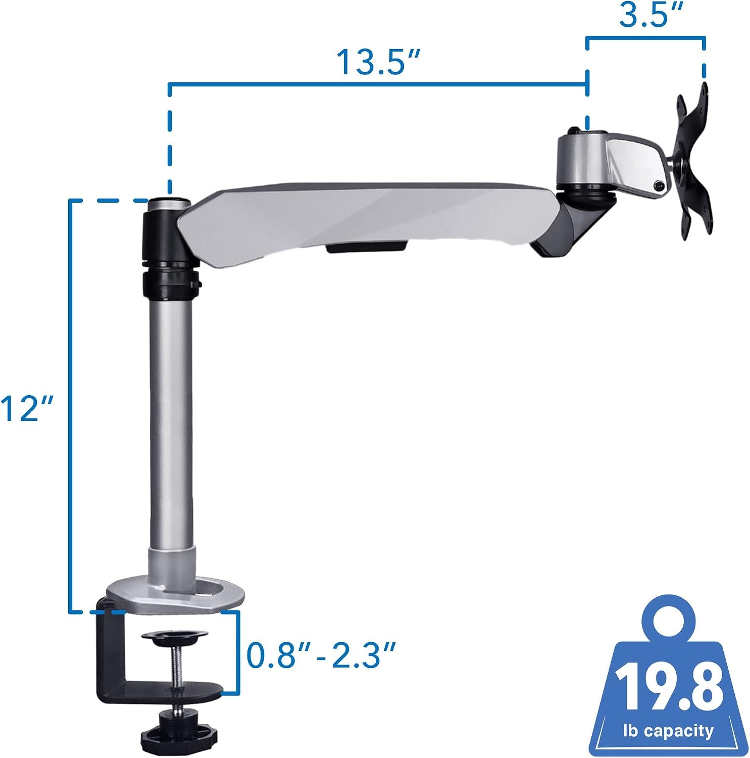 image:imageMountIt Single Monitor Desk Mount With Gas Spring Arm Clamp Base Modular Design For Future Expansion Premium Aluminum Cast