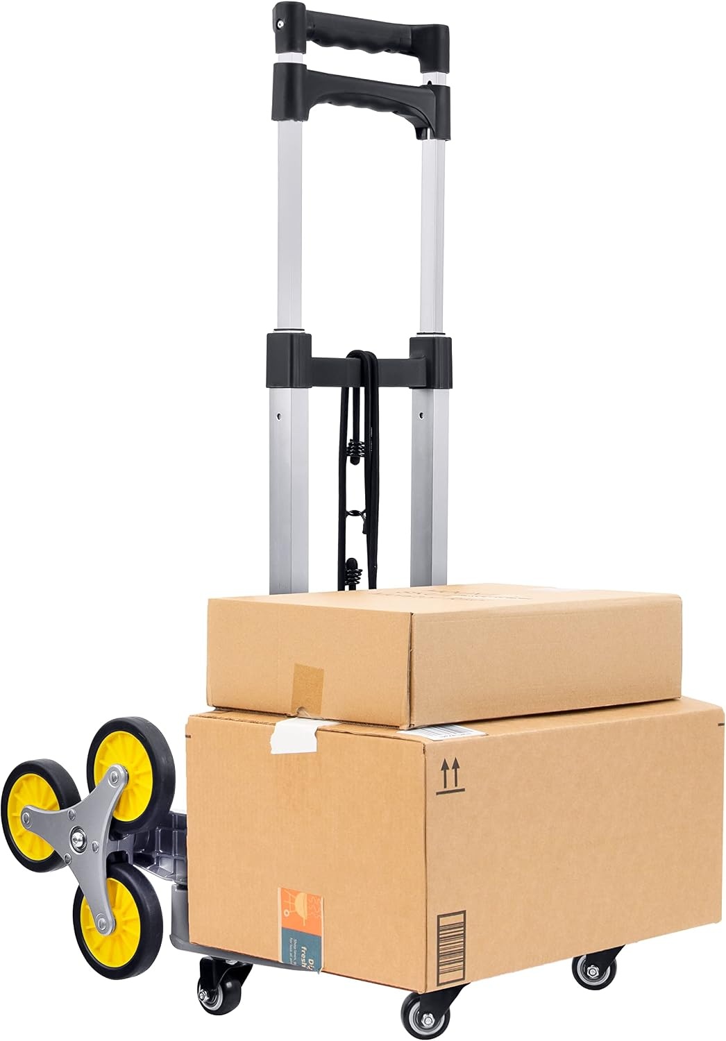 image:imageMountIt Stair Climbing Dolly for Moving HeavyDuty Hand Truck for Stairs with 6 Wheels Folding Stair Climber Cart with Telescoping Handle 330 lb Flat 265 lb Stair Capacity154 lb Capacity