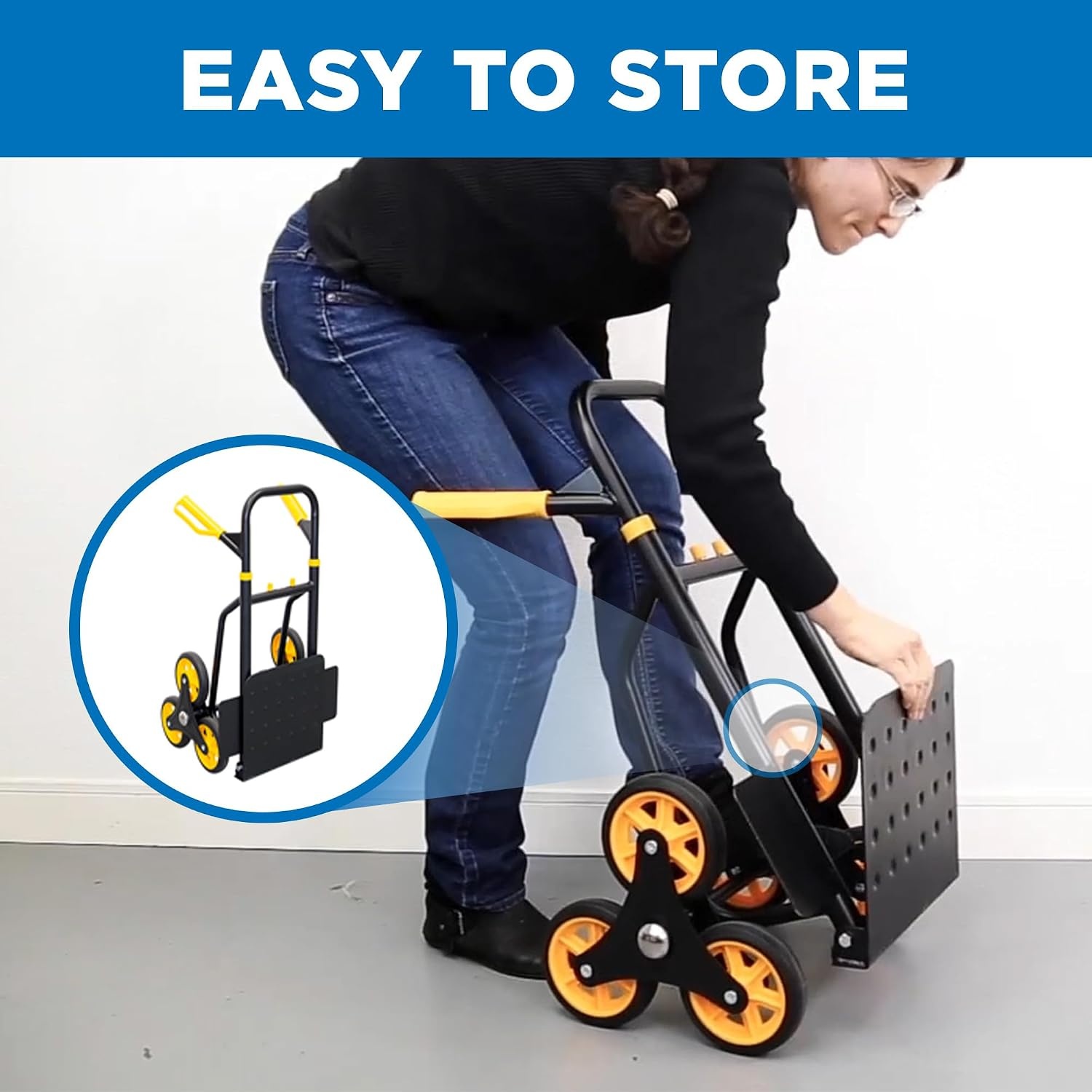image:imageMountIt Stair Climbing Dolly for Moving HeavyDuty Hand Truck for Stairs with 6 Wheels Folding Stair Climber Cart with Telescoping Handle 330 lb Flat 265 lb Stair Capacity330 lb Capacity