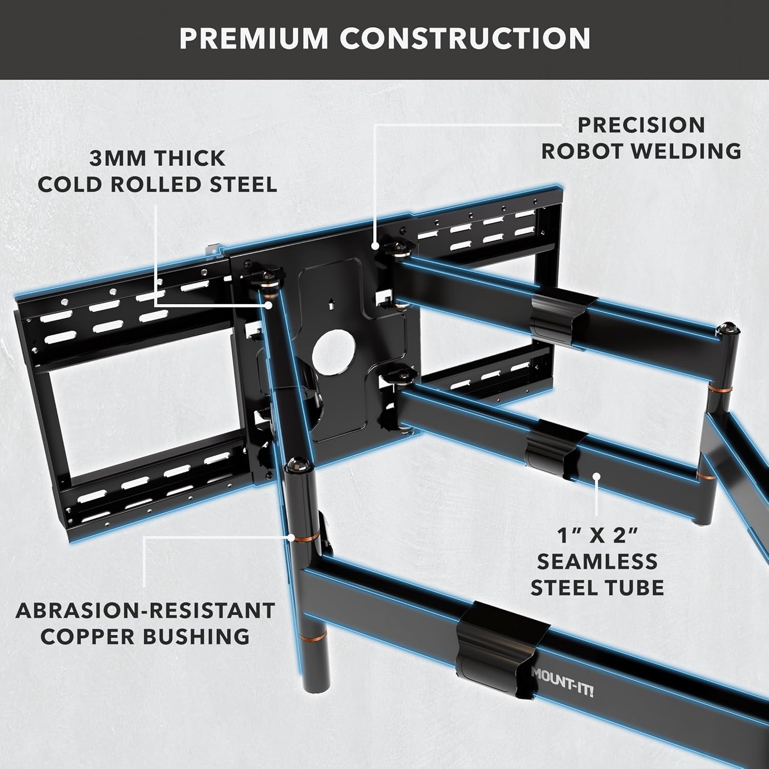 image:imageMountIt The Beast Heavy Duty Full Motion TV Wall Mount for 100 amp 98 Inch TVs 60110 Screens up to 275 lbs Dual Arm 39 Extension VESA 100x100800x600 Fits 1624 StudsIndoor
