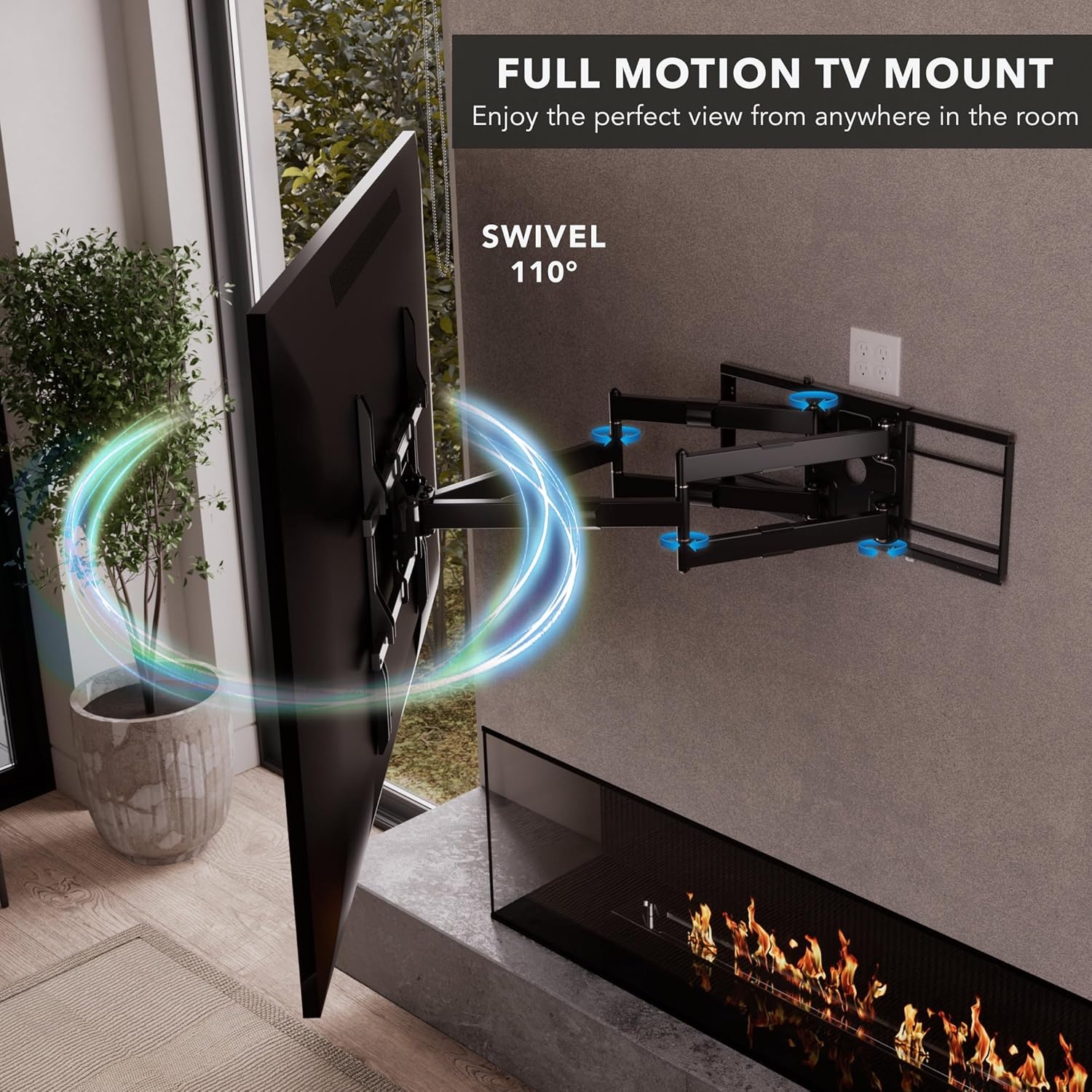 image:imageMountIt The Beast Heavy Duty Full Motion TV Wall Mount for 100 amp 98 Inch TVs 60110 Screens up to 275 lbs Dual Arm 39 Extension VESA 100x100800x600 Fits 1624 StudsIndoor