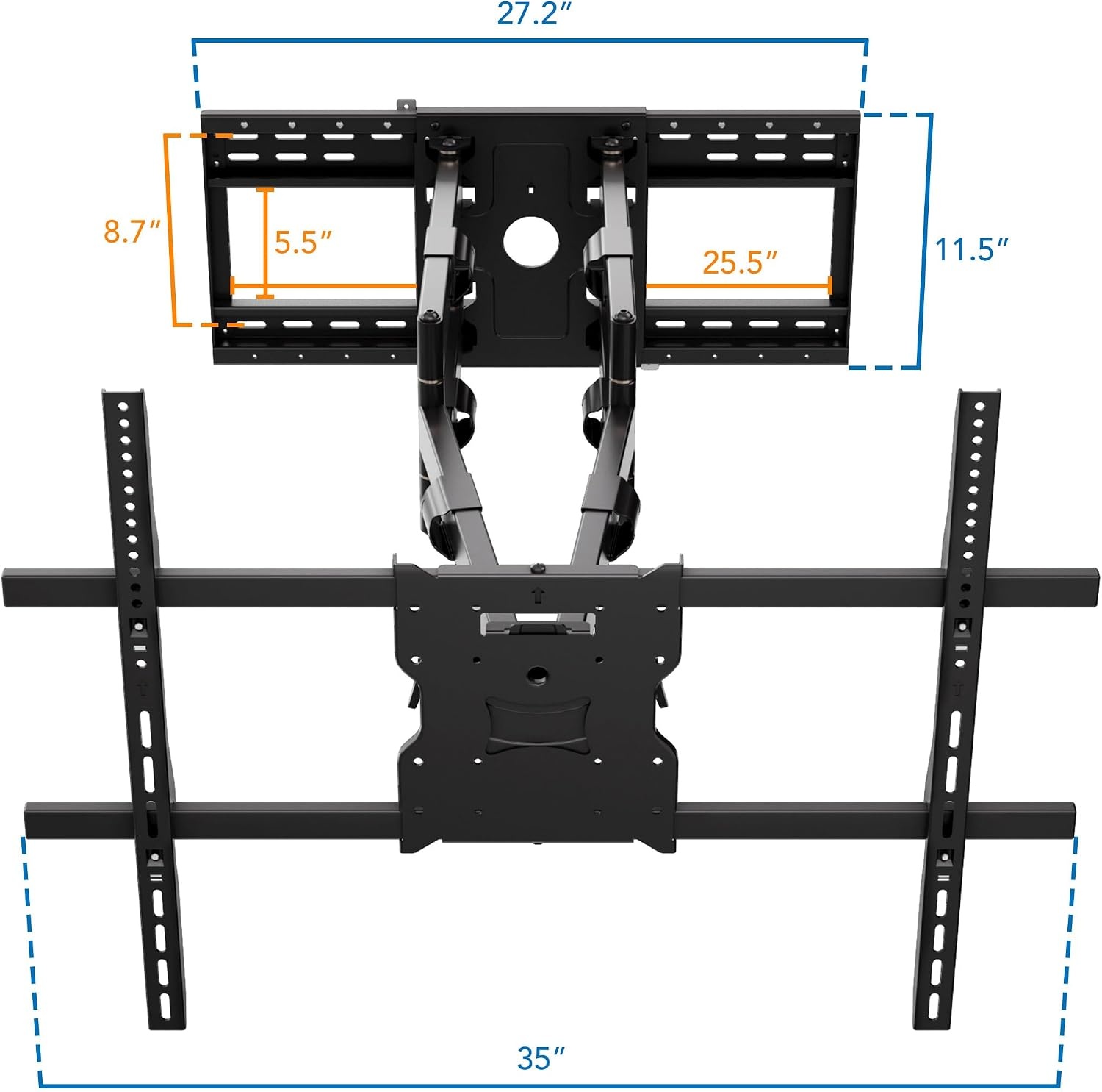 image:imageMountIt The Beast Heavy Duty Full Motion TV Wall Mount for 100 amp 98 Inch TVs 60110 Screens up to 275 lbs Dual Arm 39 Extension VESA 100x100800x600 Fits 1624 StudsIndoor