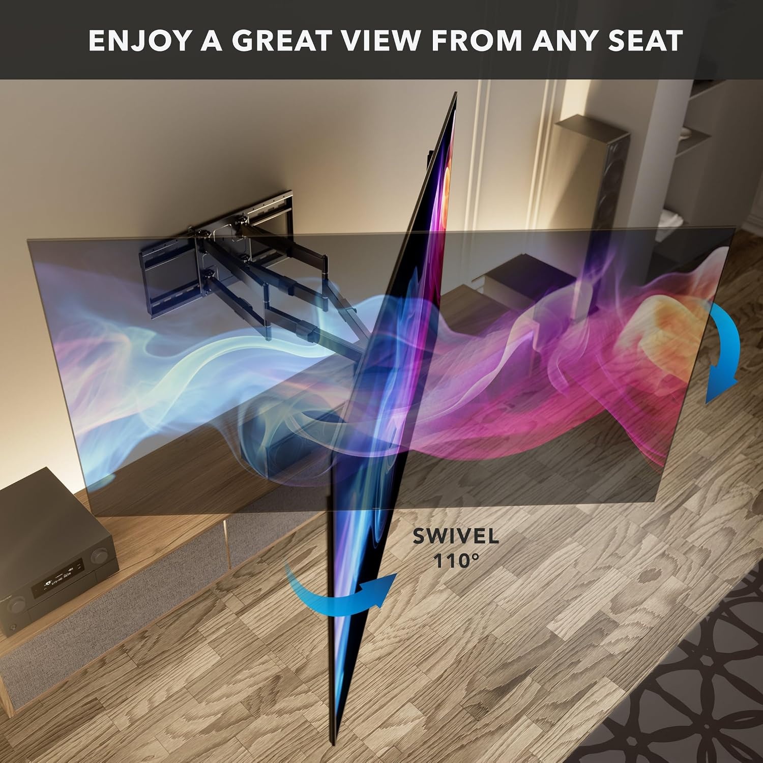 image:imageMountIt The Beast Heavy Duty Full Motion TV Wall Mount for 100 amp 98 Inch TVs 60110 Screens up to 275 lbs Dual Arm 39 Extension VESA 100x100800x600 Fits 1624 StudsIndoor XL