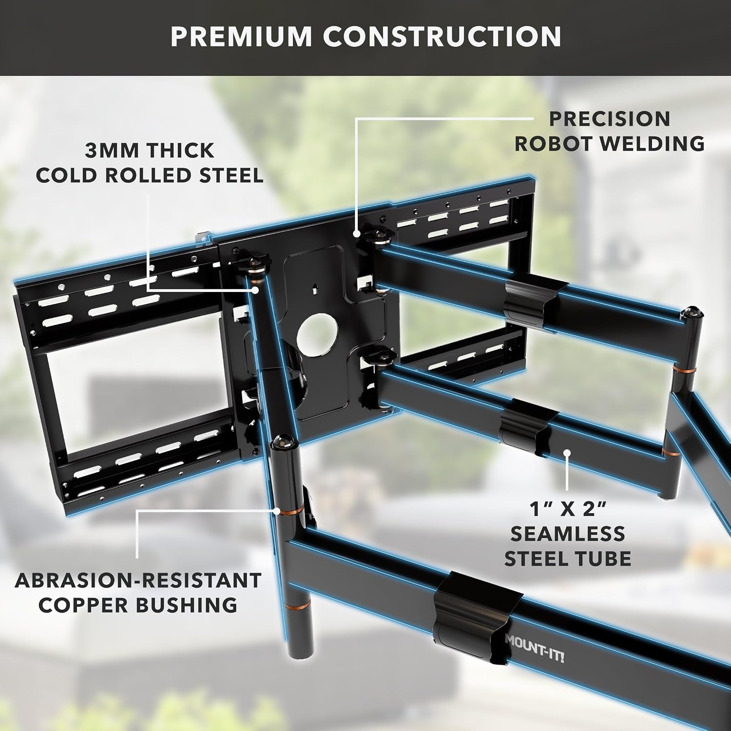 image:imageMountIt The Beast Heavy Duty Full Motion TV Wall Mount for 100 amp 98 Inch TVs 60110 Screens up to 275 lbs Dual Arm 39 Extension VESA 100x100800x600 Fits 1624 StudsOutdoor