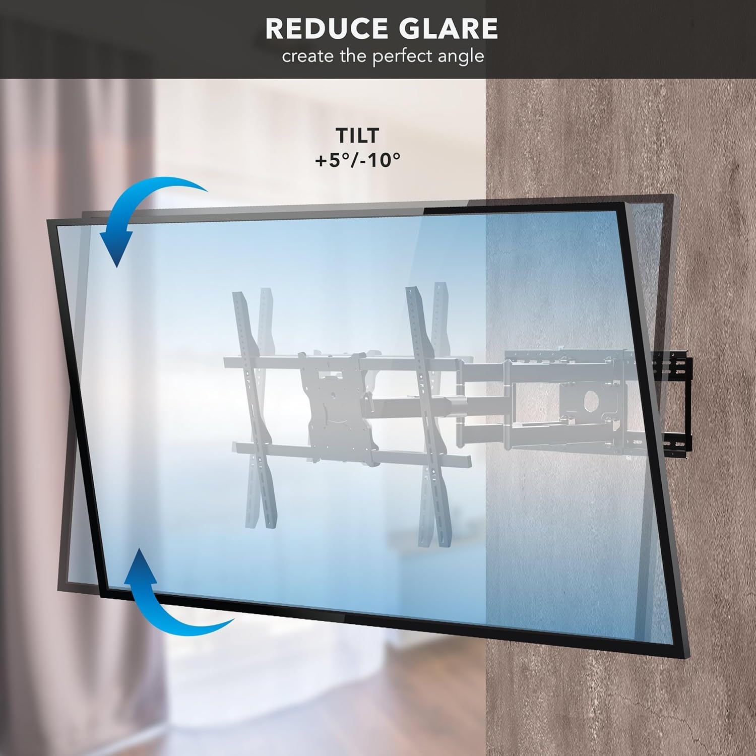 image:imageMountIt The Beast Heavy Duty Full Motion TV Wall Mount for 100 amp 98 Inch TVs 60110 Screens up to 275 lbs Dual Arm 39 Extension VESA 100x100800x600 Fits 1624 StudsIndoor