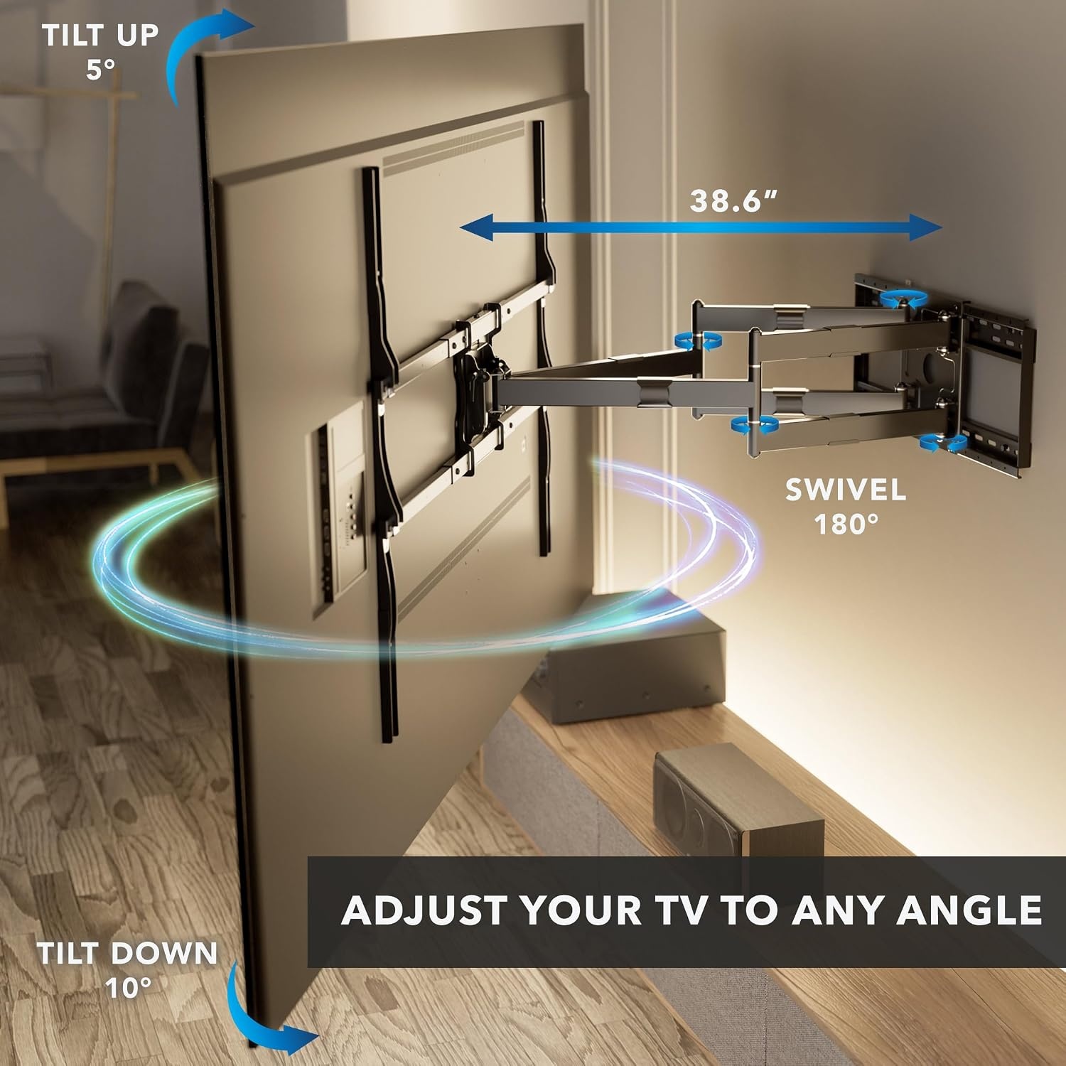 image:imageMountIt The Beast Heavy Duty Full Motion TV Wall Mount for 100 amp 98 Inch TVs 60110 Screens up to 275 lbs Dual Arm 39 Extension VESA 100x100800x600 Fits 1624 StudsIndoor XL