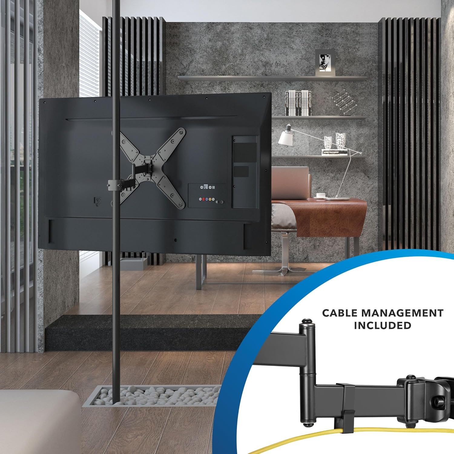 image:imageMountIt Universal Full Motion Steel Pole Mount with Articulating Arm and Removable VESA Plate for 17 to 32 Inch Monitors amp TVs VESA 75x75 amp 100x100 Compatible Black MI39132 55