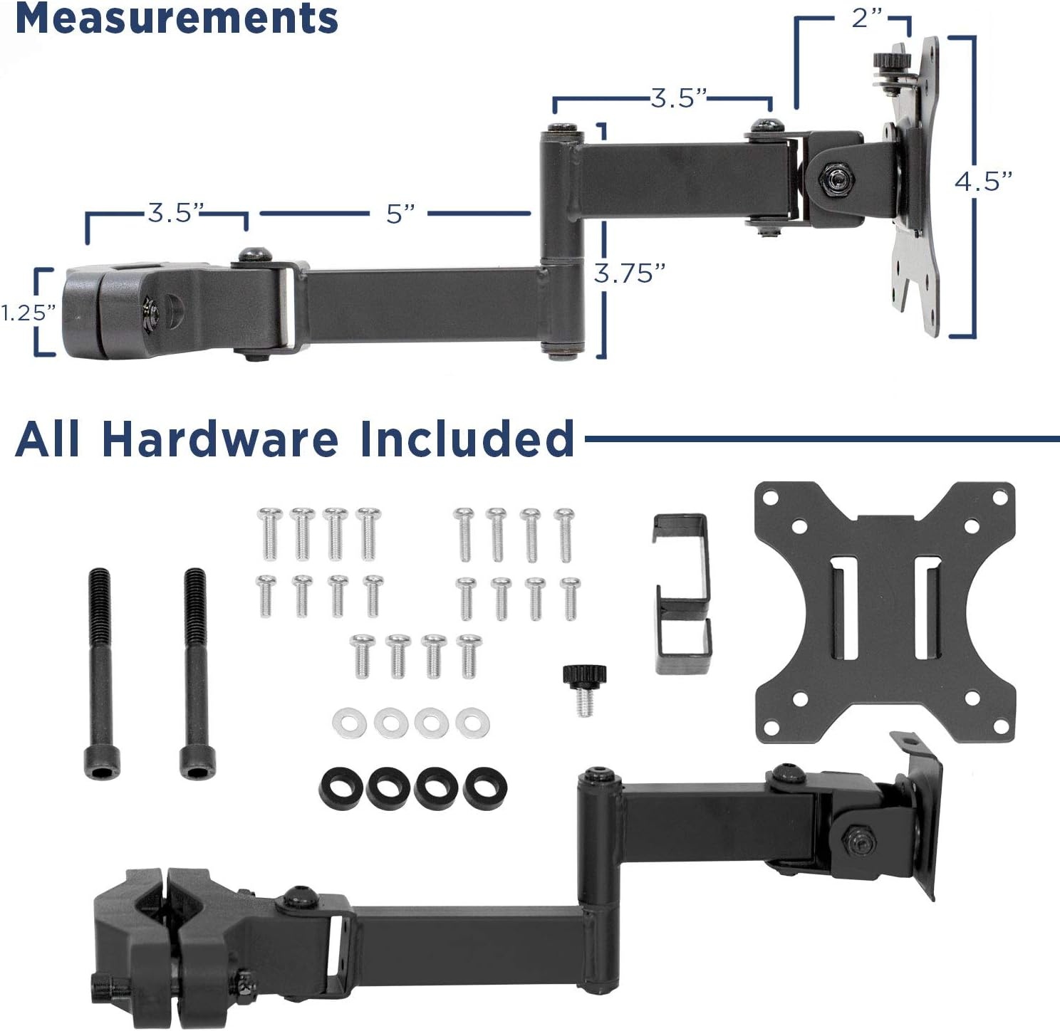 image:imageMountIt Universal Full Motion Steel Pole Mount with Articulating Arm and Removable VESA Plate for 17 to 32 Inch Monitors amp TVs VESA 75x75 amp 100x100 Compatible Black MI39117 32