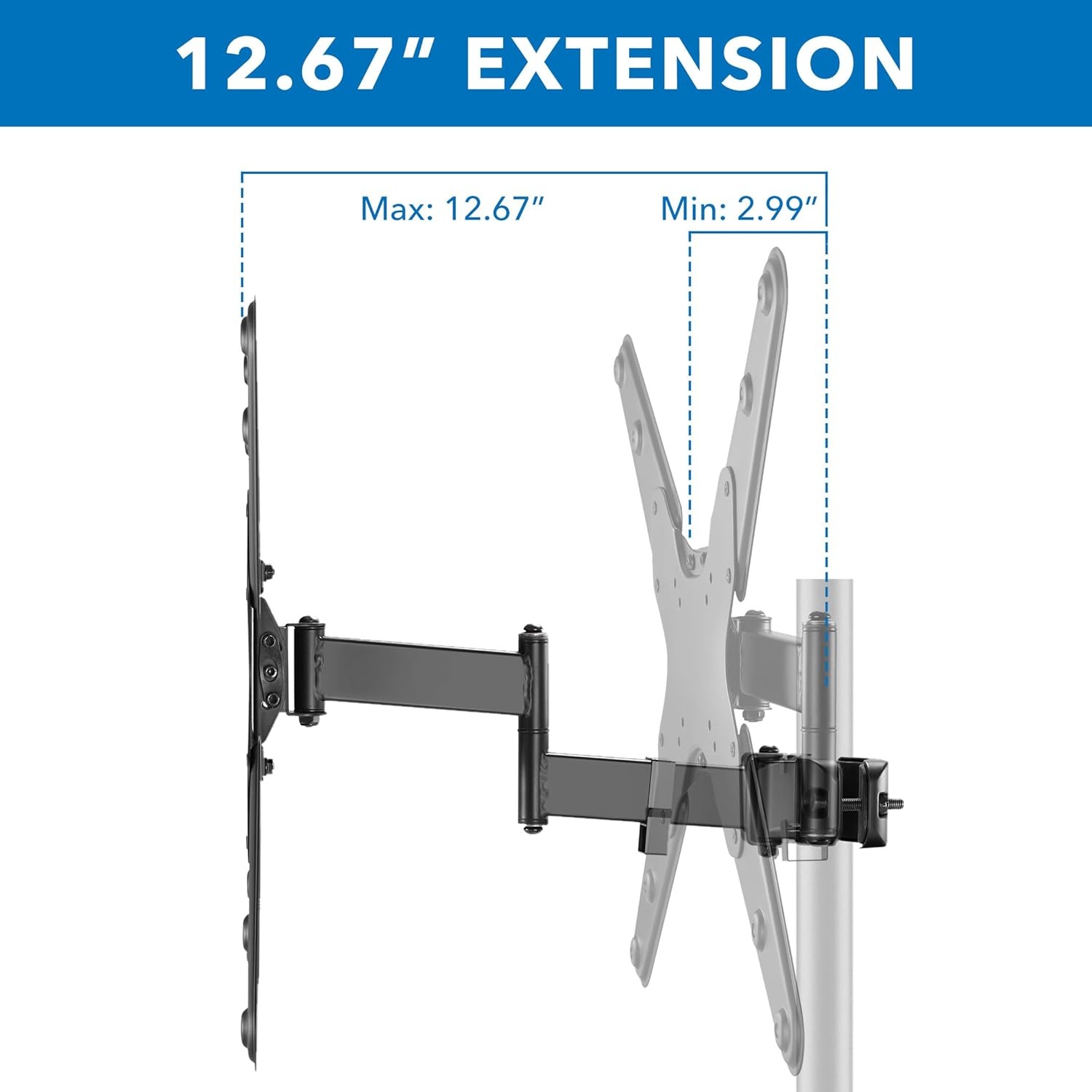 image:imageMountIt Universal Full Motion Steel Pole Mount with Articulating Arm and Removable VESA Plate for 17 to 32 Inch Monitors amp TVs VESA 75x75 amp 100x100 Compatible Black MI39132 55