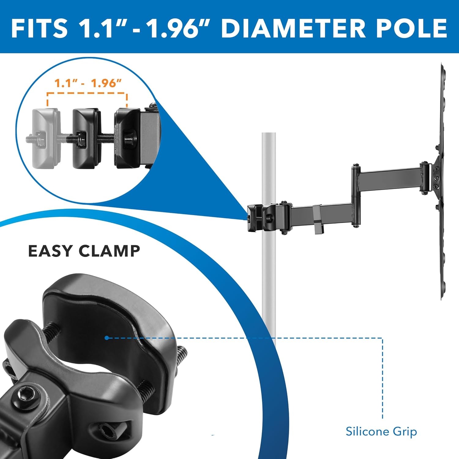 image:imageMountIt Universal Full Motion Steel Pole Mount with Articulating Arm and Removable VESA Plate for 17 to 32 Inch Monitors amp TVs VESA 75x75 amp 100x100 Compatible Black MI39132 55