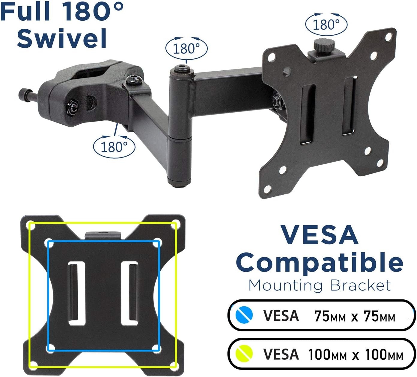 image:imageMountIt Universal Full Motion Steel Pole Mount with Articulating Arm and Removable VESA Plate for 17 to 32 Inch Monitors amp TVs VESA 75x75 amp 100x100 Compatible Black MI39117 32