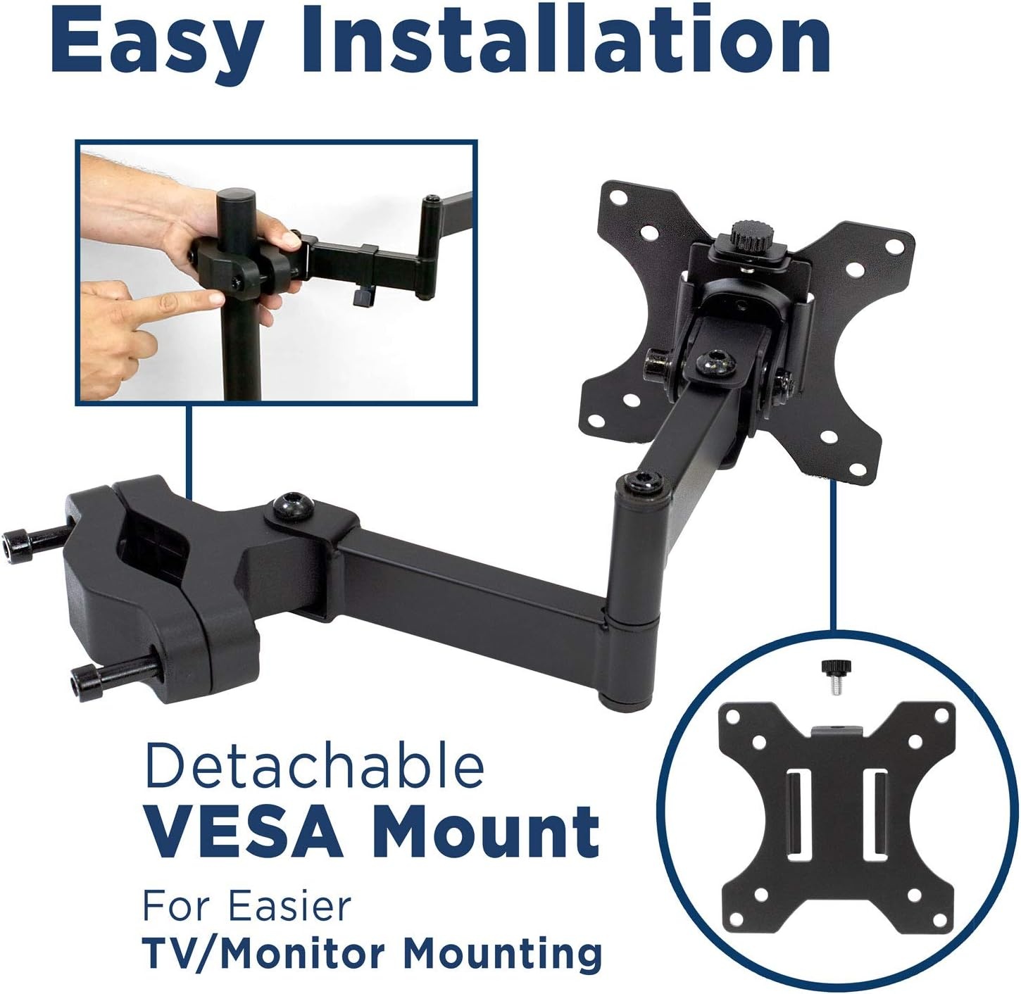 image:imageMountIt Universal Full Motion Steel Pole Mount with Articulating Arm and Removable VESA Plate for 17 to 32 Inch Monitors amp TVs VESA 75x75 amp 100x100 Compatible Black MI39117 32
