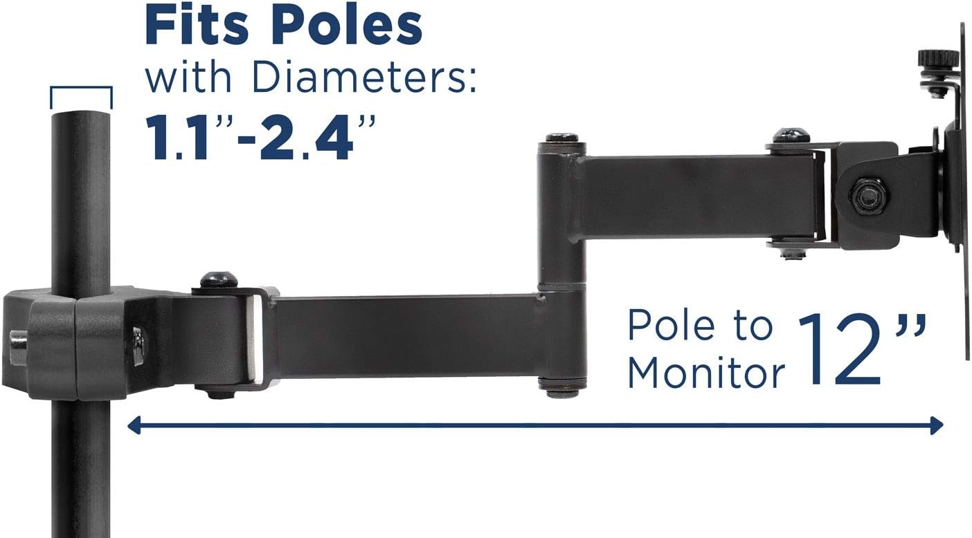image:imageMountIt Universal Full Motion Steel Pole Mount with Articulating Arm and Removable VESA Plate for 17 to 32 Inch Monitors amp TVs VESA 75x75 amp 100x100 Compatible Black MI39117 32