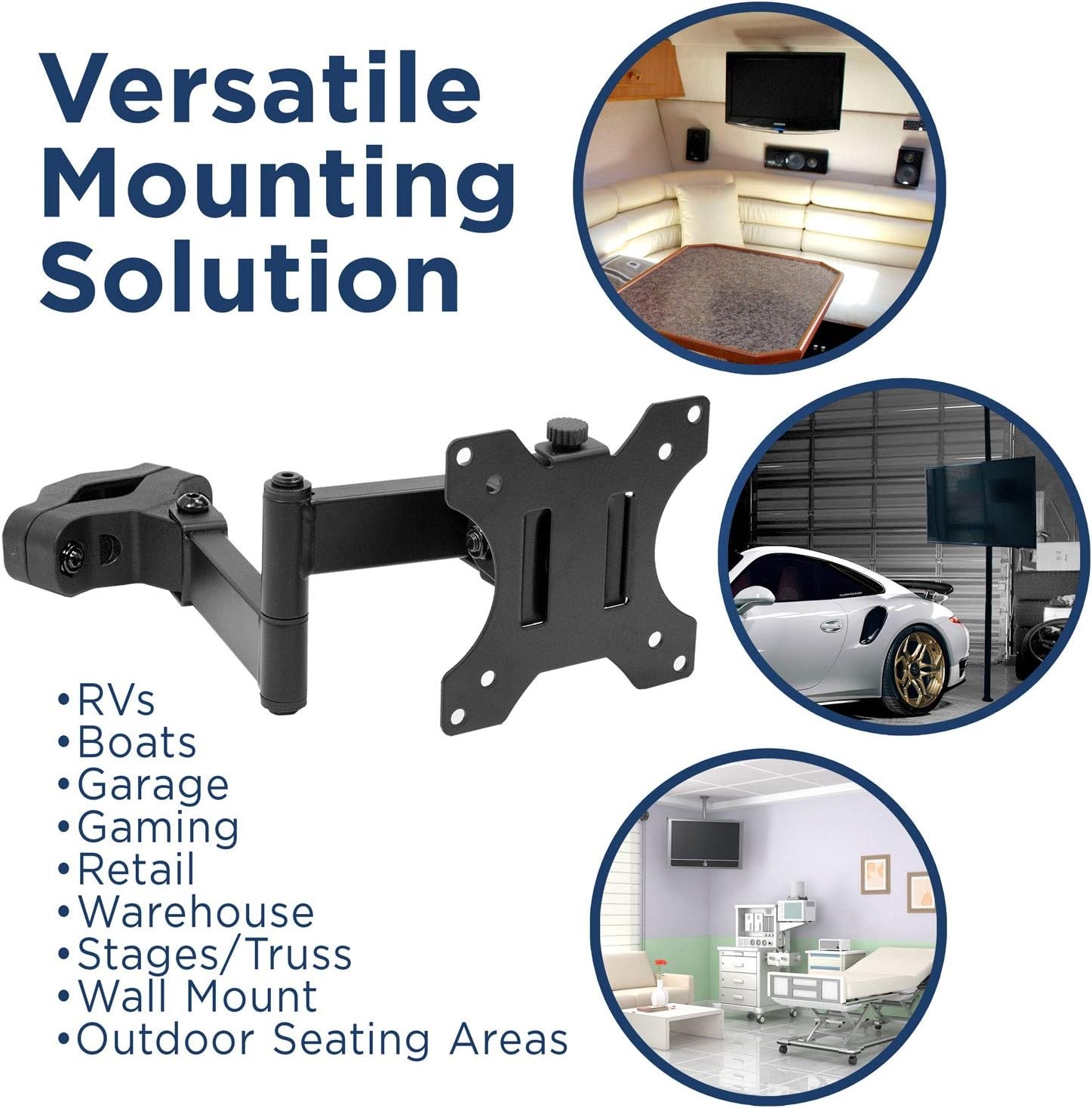 image:imageMountIt Universal Full Motion Steel Pole Mount with Articulating Arm and Removable VESA Plate for 17 to 32 Inch Monitors amp TVs VESA 75x75 amp 100x100 Compatible Black MI39117 32