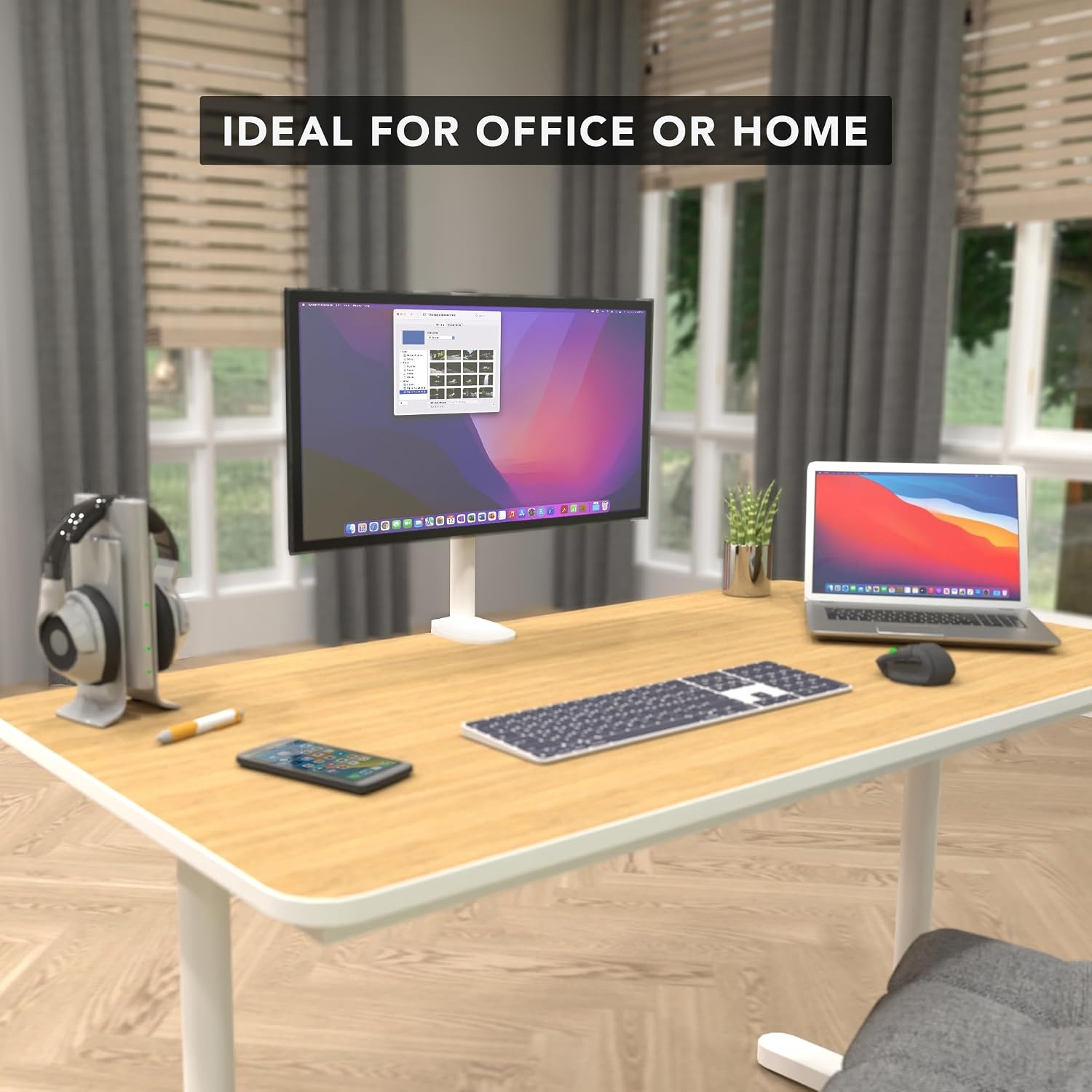image:imageMountIt White Single Monitor Stand Adjustable Desk Arm for Computer Screens VESA Compatible Holder Up to 32 198 lbs 360 Rotation 160 Swivel 40 Tilt SpaceSaving Clamp amp Grommet BaseWhite