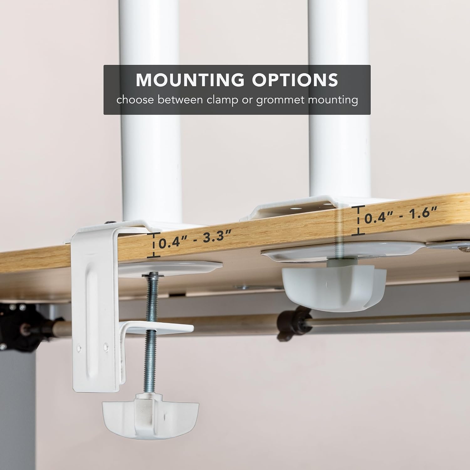 image:imageMountIt White Single Monitor Stand Adjustable Desk Arm for Computer Screens VESA Compatible Holder Up to 32 198 lbs 360 Rotation 160 Swivel 40 Tilt SpaceSaving Clamp amp Grommet BaseWhite
