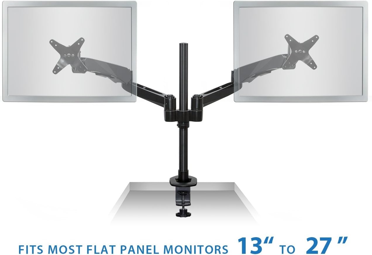 image:imageMountit Height Adjustable Full Motion Two Monitor Computer Desk Mount Spring Arm Quick Release with Grommet Base MI45111Black