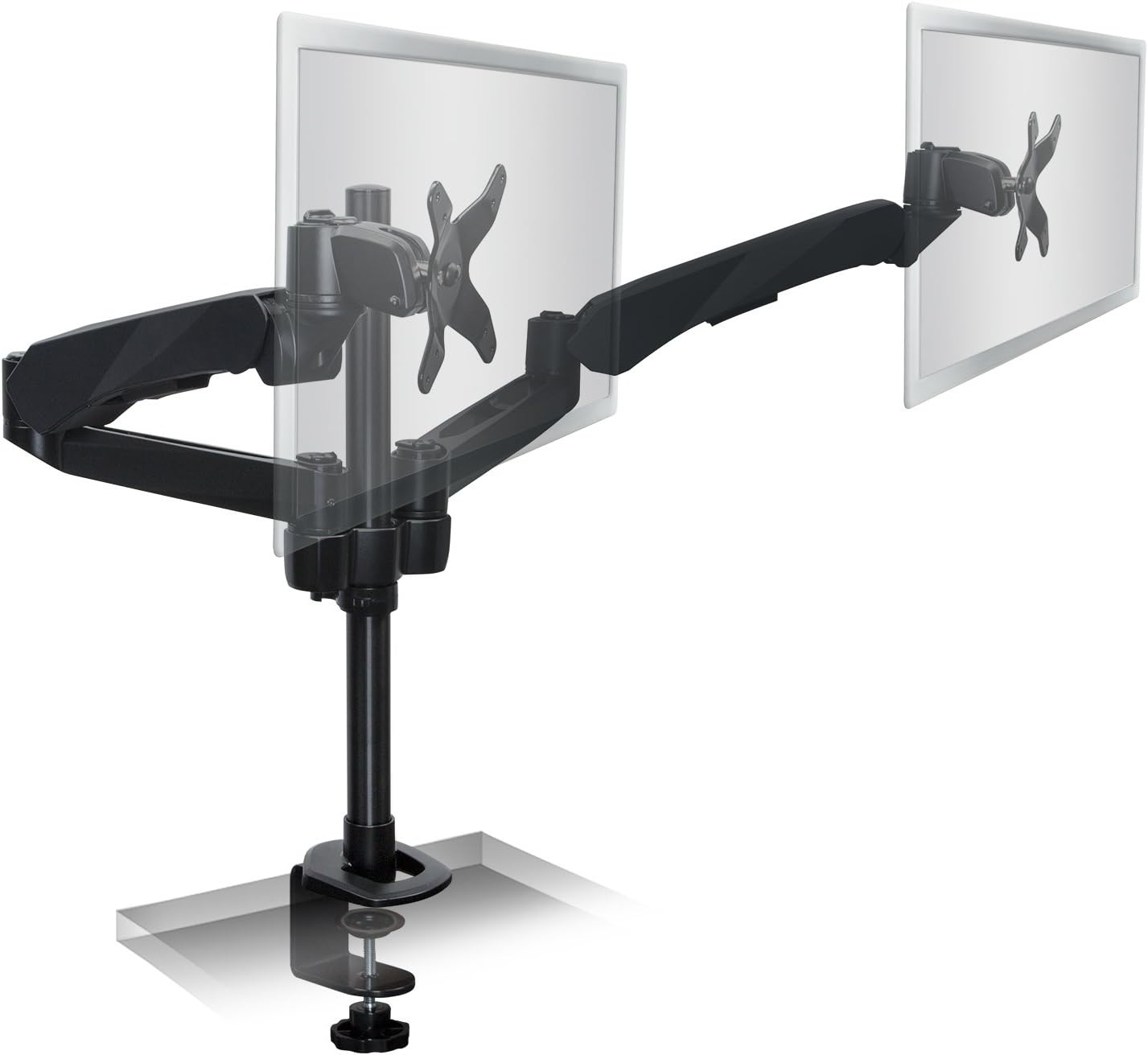 image:imageMountit Height Adjustable Full Motion Two Monitor Computer Desk Mount Spring Arm Quick Release with Grommet Base MI45111Black