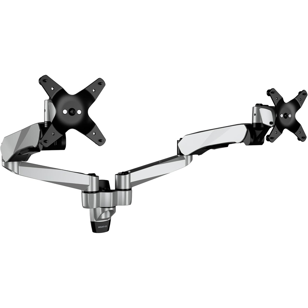 image:imageMountIt CLiX Dual Monitor Wall Mount Gas Spring Arms TAACompliant Monitor Wall Mounts for 2 Monitors 1332 up to 198 lbs Each VESA 75 100 Effortless Height Adjustable Premium Aluminum Silver