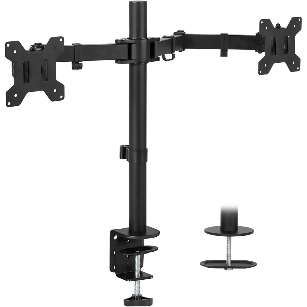 image:imageMountIt Dual Monitor Desk Mount Full Motion Arms Fit 1732 Inch Screens up to 198 lbs Each Height Adjustable Tilt Swivel Rotate VESA 75x75 100x100 CClamp and Grommet Base