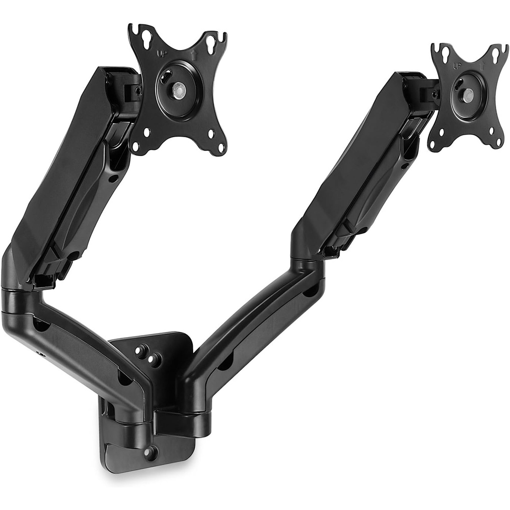 image:imageMountIt Dual Monitor Wall Mount 2 Monitor Wall Mount Arms Full Motion Height Adjustable Computer Monitor Wall Mounting Bracket with Two Articulating Arms for up to 27 Screens 75 100 mm VESA