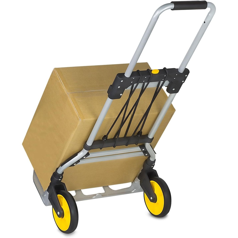 image:imageMountIt Folding Hand Truck and Personal Dolly Aluminum Trolley Heavy Duty 264 Lb Capacity Cart Dolly Cart with Wheels of Durable Rubber Soft Grip Telescoping Handle for Indoor Outdoor Foldable264 Lb Capacity