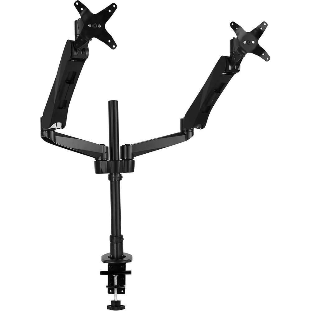 image:imageMountIt Premium Modular Dual Monitor Desk Mount Arms Stand Double Gas Spring Arms Fits 19 215 24 27 32 Inch Computer Screens with 75 100 VESA Patterns CClamp and Grommet Bases Black