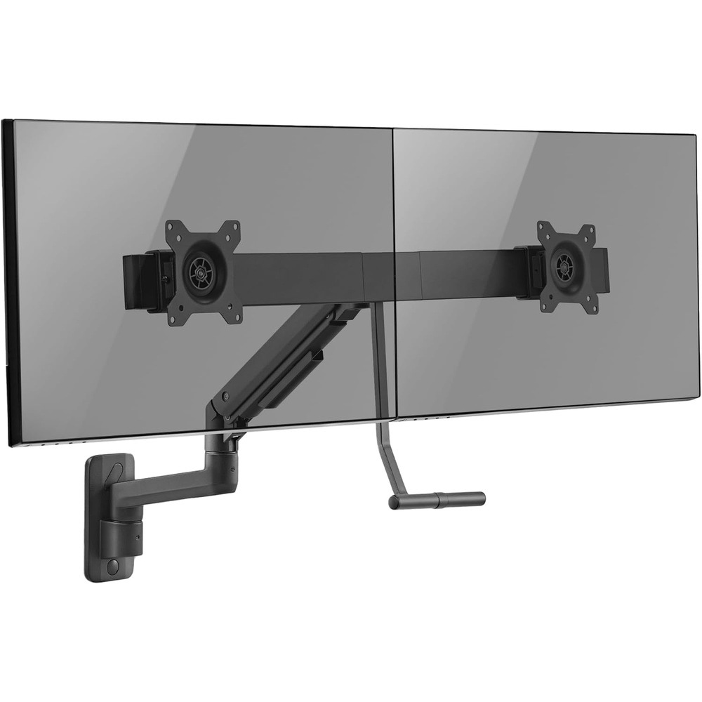 image:imageMountIt Proflex Dual Monitor Wall Mount Gas Spring Arm with Crossbar Fits 1732 Screens up to 198 lb Each Height Adjustable Full Motion Tilt Swivel Rotate VESA 75 100 mm Premium Setup